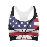 American Cannabis Leaf Flag Print Women's Sports Bra