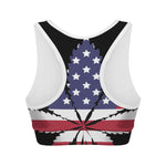 American Cannabis Leaf Flag Print Women's Sports Bra