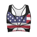 American Cannabis Leaf Flag Print Women's Sports Bra