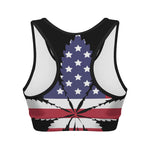 American Cannabis Leaf Flag Print Women's Sports Bra