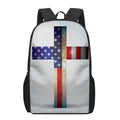 American Christian Cross Flag Print 17 Inch Backpack