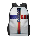 American Christian Cross Flag Print 17 Inch Backpack