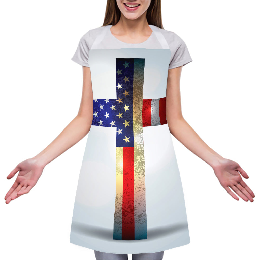 American Christian Cross Flag Print Adjustable Apron