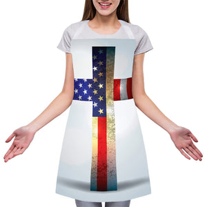 American Christian Cross Flag Print Adjustable Apron