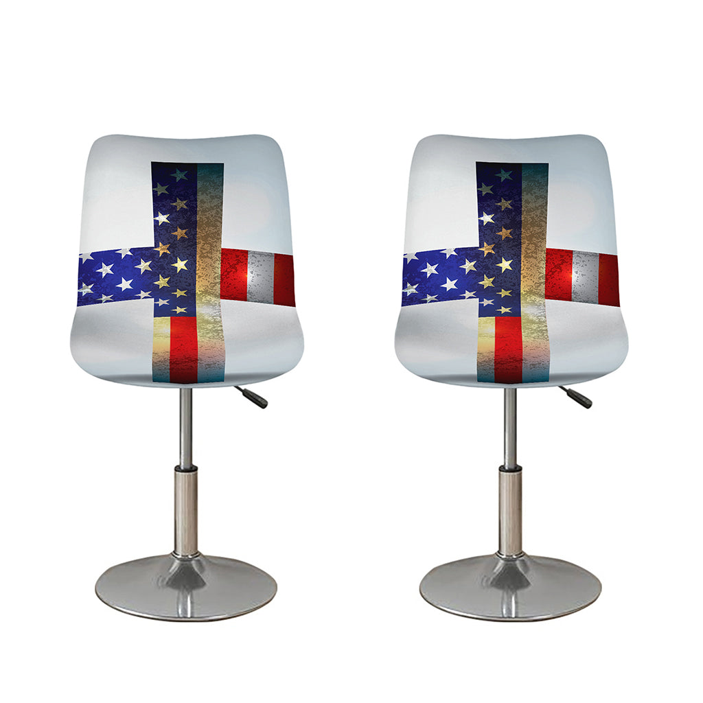 American Christian Cross Flag Print Bar Stool Covers