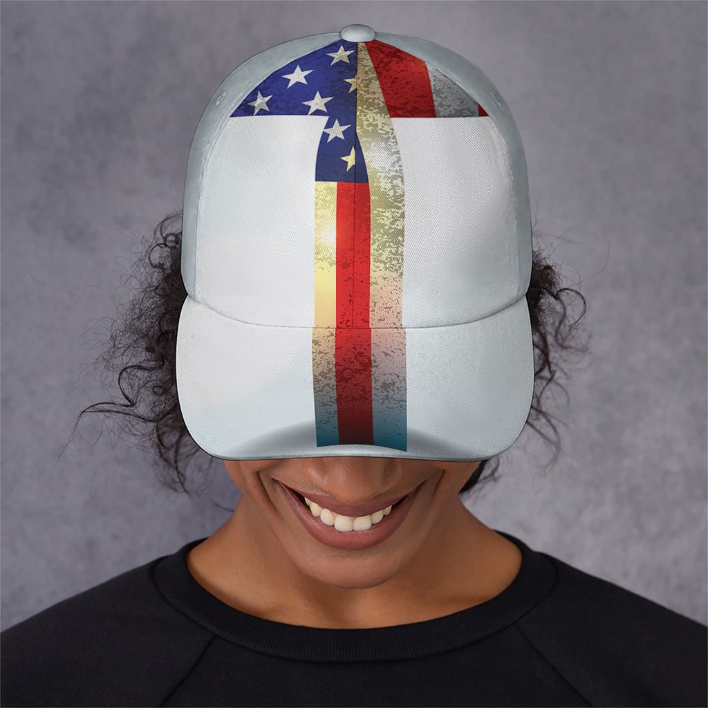 American Christian Cross Flag Print Baseball Cap