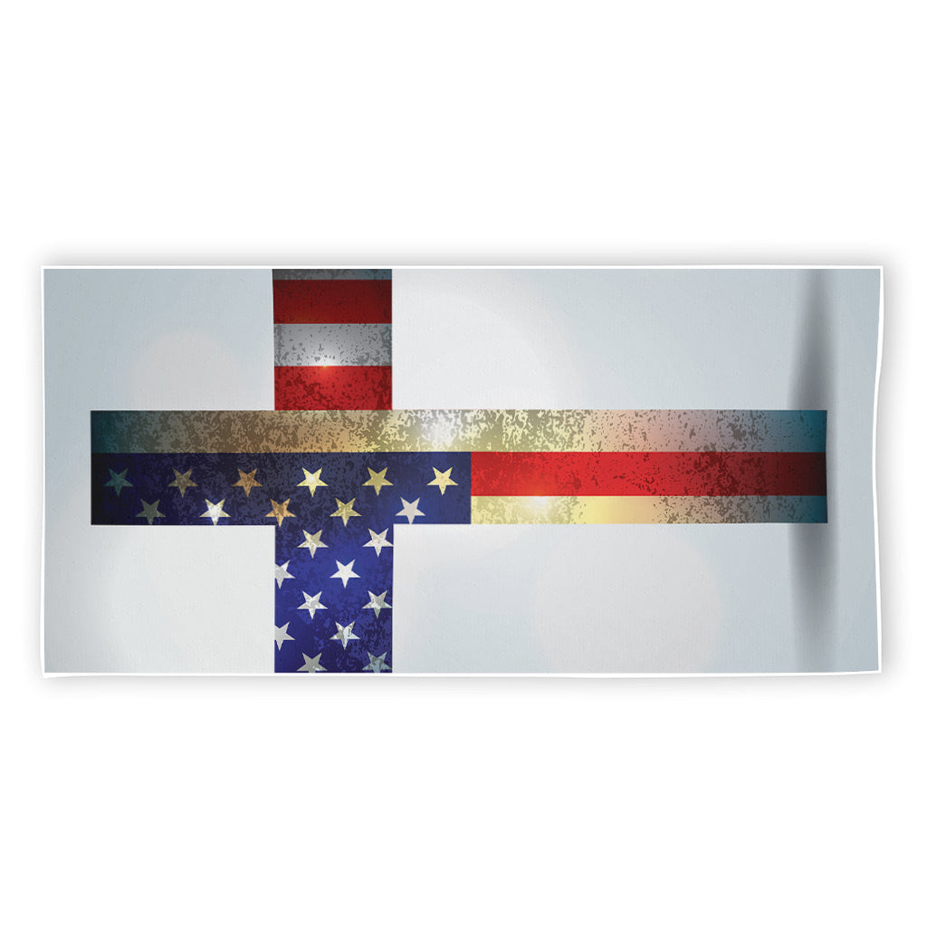 American Christian Cross Flag Print Beach Towel