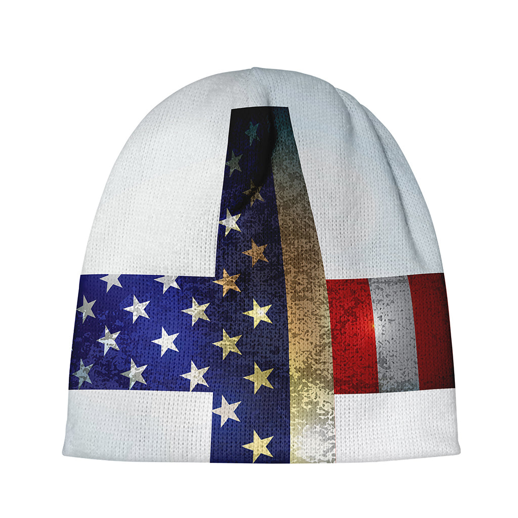 American Christian Cross Flag Print Beanie