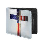 American Christian Cross Flag Print Bifold Wallet