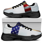 American Christian Cross Flag Print Black Chunky Shoes