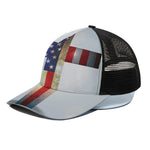 American Christian Cross Flag Print Black Mesh Trucker Cap