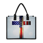 American Christian Cross Flag Print Canvas Tote Bag