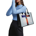 American Christian Cross Flag Print Canvas Tote Bag