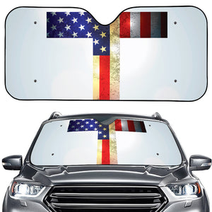 American Christian Cross Flag Print Car Windshield Sun Shade