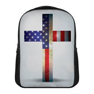 American Christian Cross Flag Print Casual Backpack