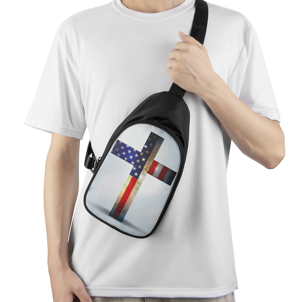 American Christian Cross Flag Print Chest Bag