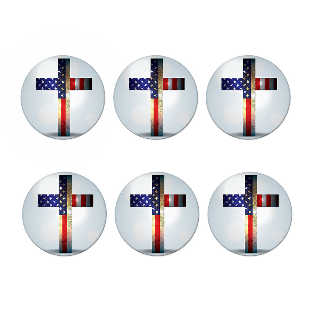 American Christian Cross Flag Print Coaster Set