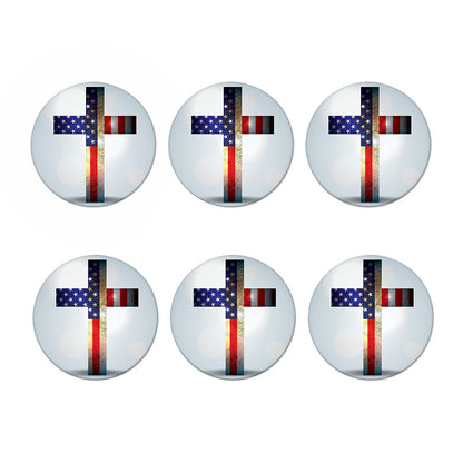 American Christian Cross Flag Print Coaster Set