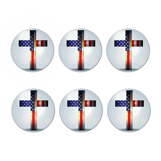 American Christian Cross Flag Print Coaster Set