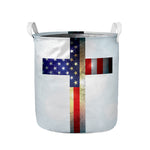American Christian Cross Flag Print Collapsible Laundry Basket