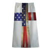 American Christian Cross Flag Print Cotton Front Slit Maxi Skirt