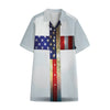 American Christian Cross Flag Print Cotton Hawaiian Shirt