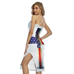 American Christian Cross Flag Print Cross Back Cami Dress