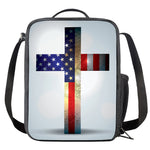American Christian Cross Flag Print Crossbody Lunch Bag