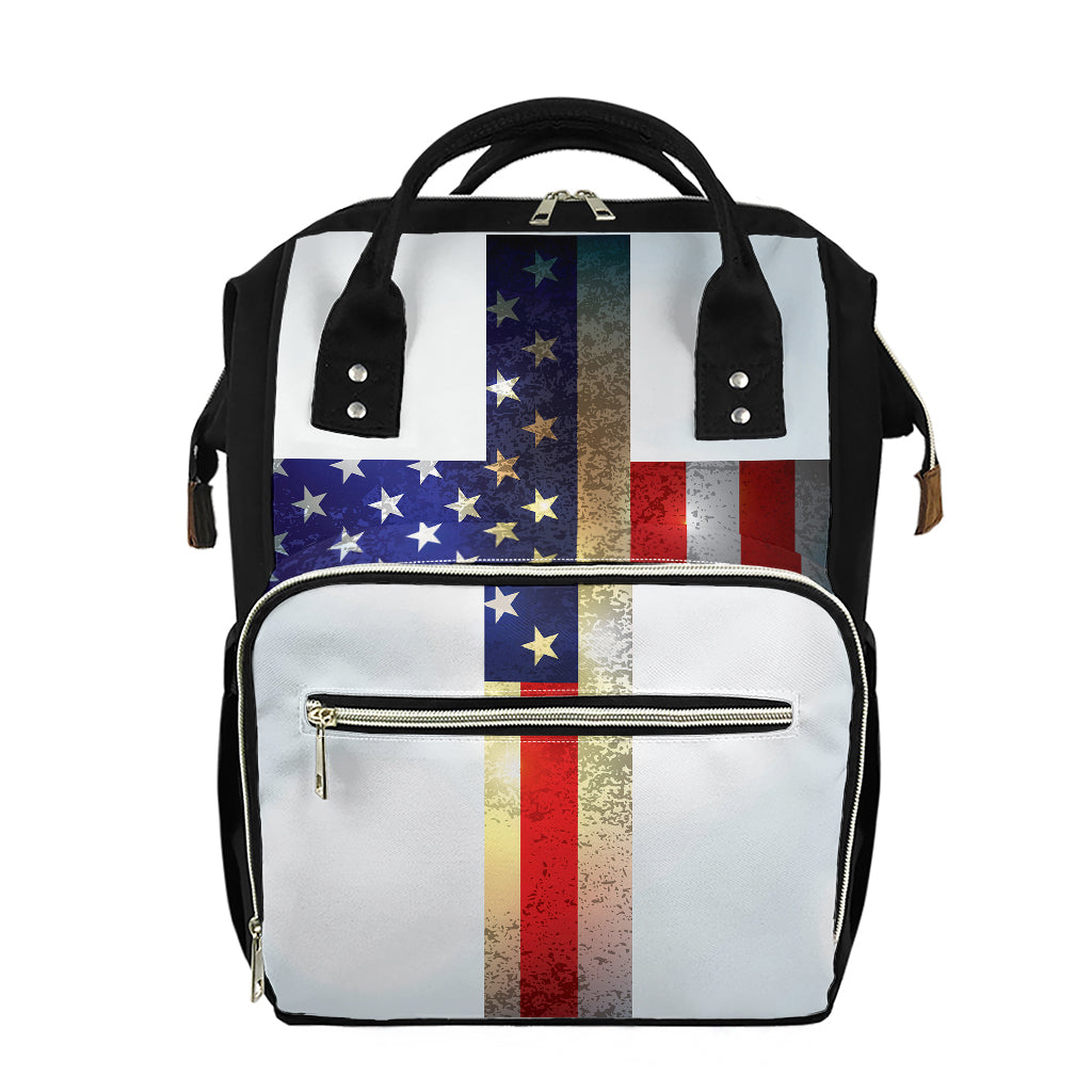 American Christian Cross Flag Print Diaper Bag