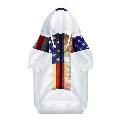 American Christian Cross Flag Print Dog Zip Up Hoodie