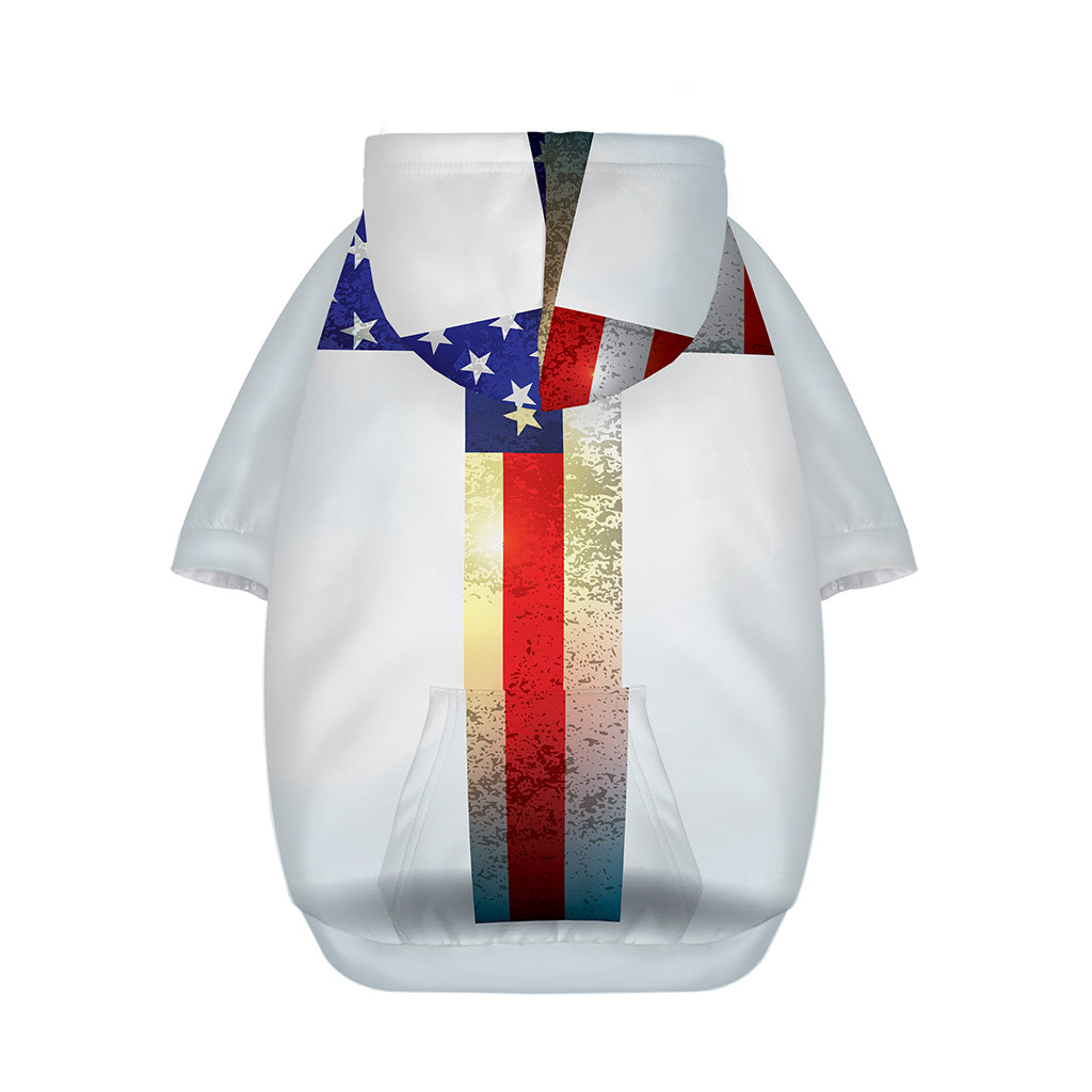 American Christian Cross Flag Print Dog Zip Up Hoodie