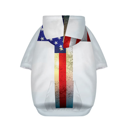 American Christian Cross Flag Print Dog Zip Up Hoodie