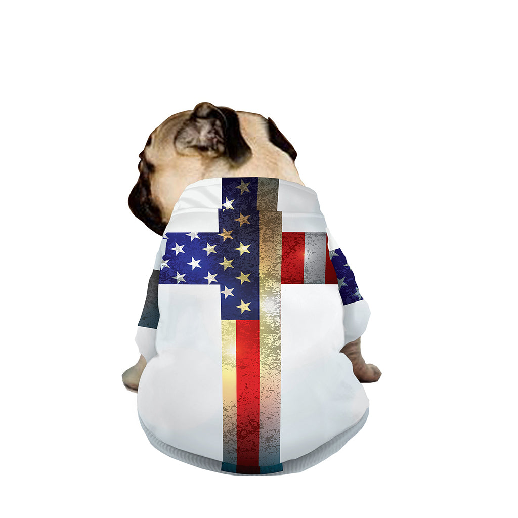American Christian Cross Flag Print Dog Zip Up Jacket
