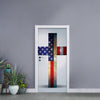 American Christian Cross Flag Print Door Sticker