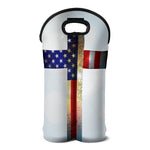 American Christian Cross Flag Print Double Neoprene Wine Tote
