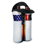 American Christian Cross Flag Print Double Neoprene Wine Tote
