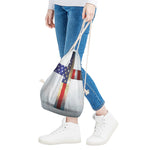 American Christian Cross Flag Print Drawstring Bag