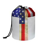 American Christian Cross Flag Print Drawstring Makeup Bag