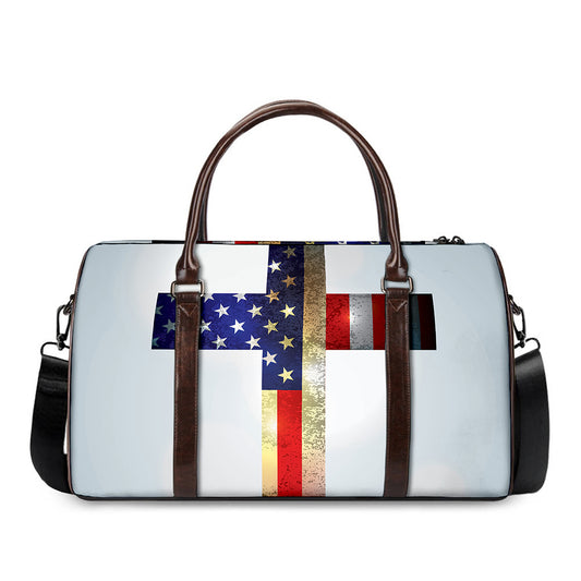 American Christian Cross Flag Print Duffle Bag