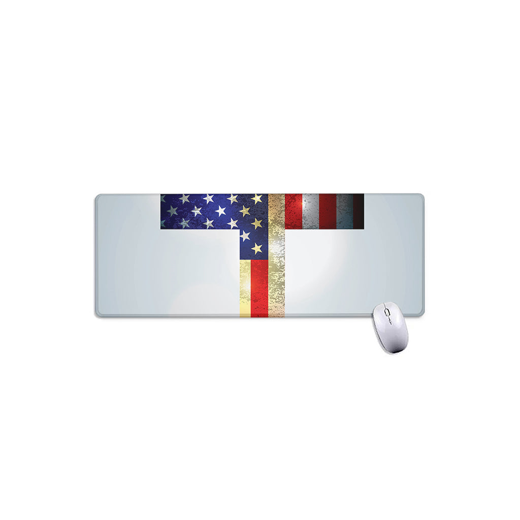 American Christian Cross Flag Print Extended Mouse Pad