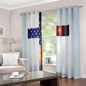 American Christian Cross Flag Print Extra Wide Grommet Curtains