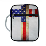 American Christian Cross Flag Print Front Pocket Bible Bag