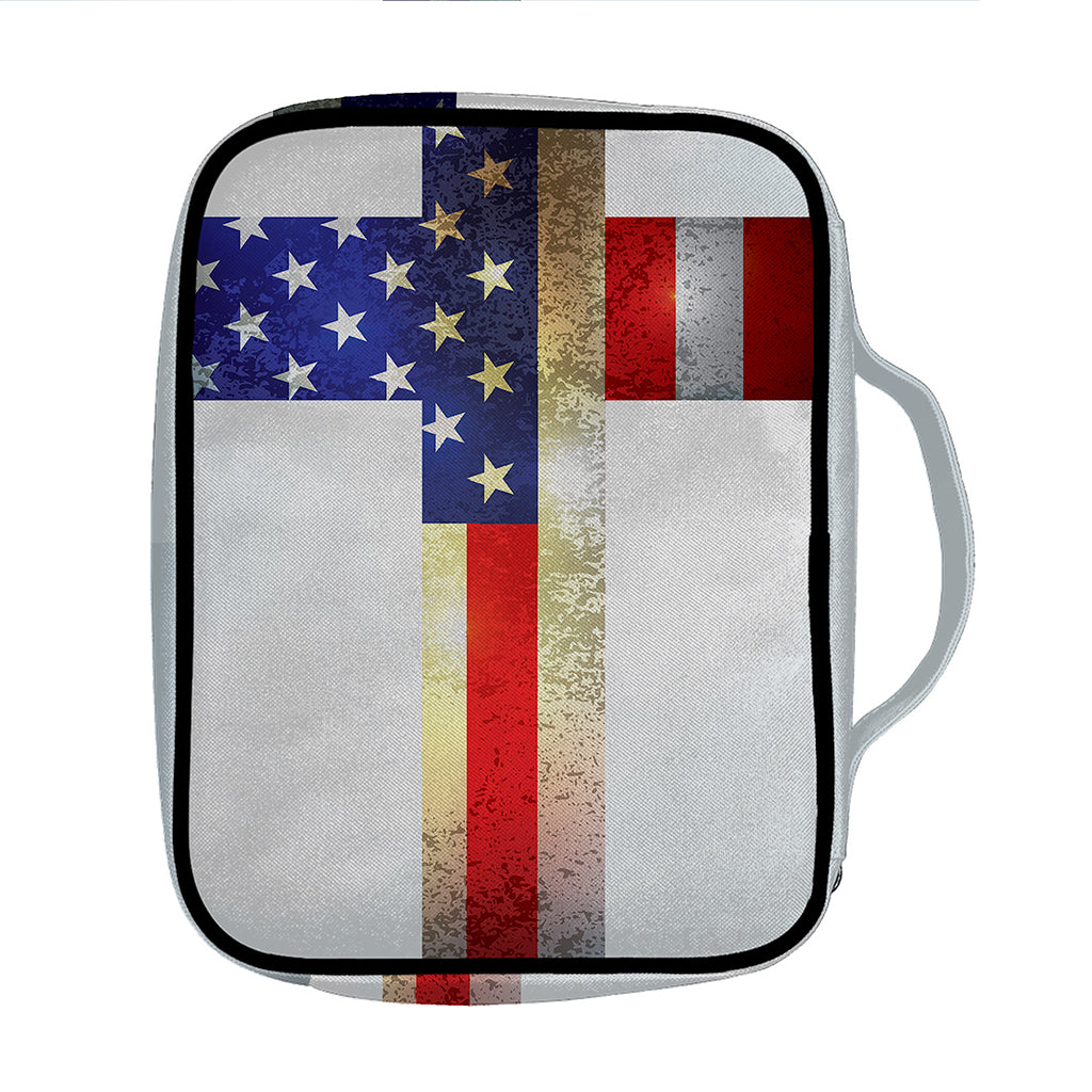 American Christian Cross Flag Print Front Pocket Bible Bag
