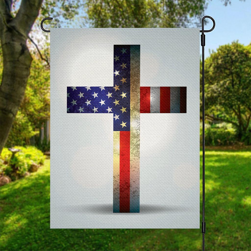 American Christian Cross Flag Print Garden Flag