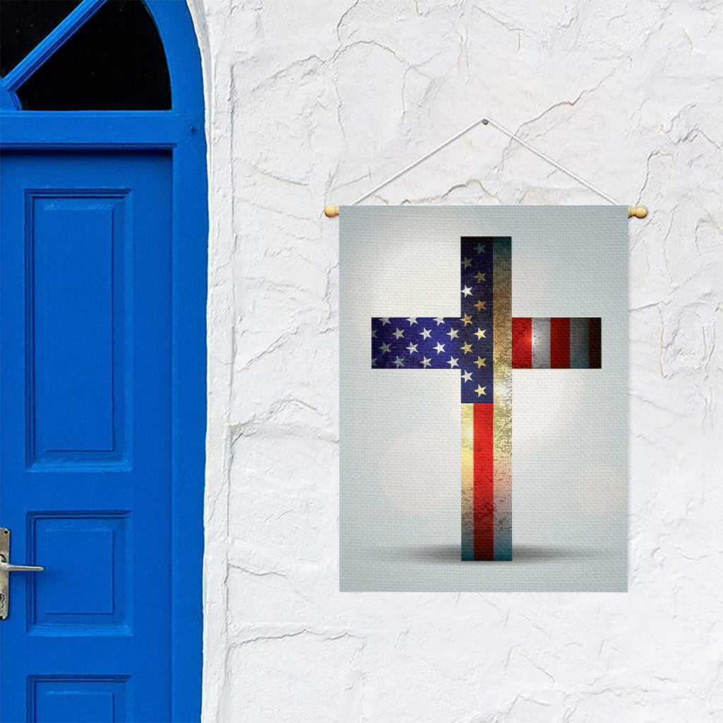 American Christian Cross Flag Print Garden Flag