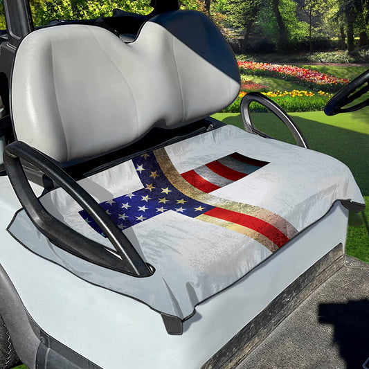American Christian Cross Flag Print Golf Cart Seat Cover