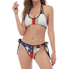 American Christian Cross Flag Print Halter Scoop Tie Side Bikini