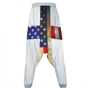 American Christian Cross Flag Print Hammer Pants