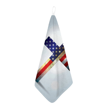 American Christian Cross Flag Print Hand Towel