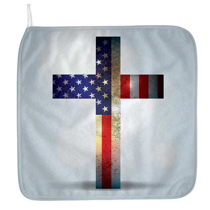 American Christian Cross Flag Print Hand Towel